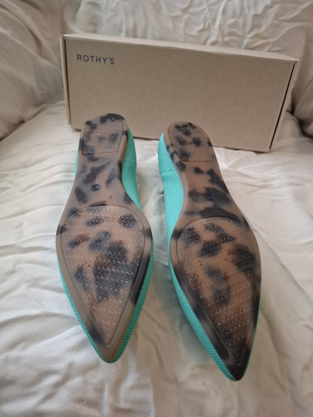 Rothy's Teal Pointed Knit Flat - Picture 3 of 5